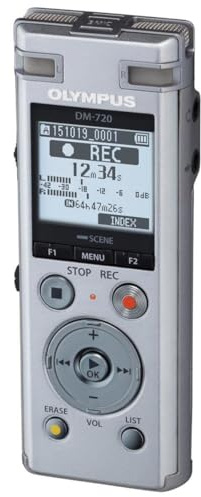 OM SYSTEM Olympus Voice Recorder DM-720 with 4GB, Micro SD Slot, USB Charging, Direction PC Connection, Transcription Mode, Silver
