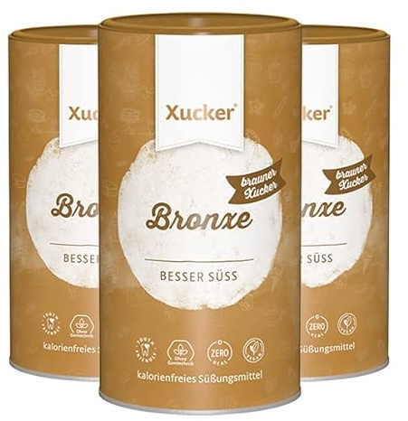 Xucker Bronxe 3x 1kg Dose, Erythrit mit natürlichem Aroma, kalorienfreie natürliche Rohrzucker-Alternative, Erythrit aus Frankreich