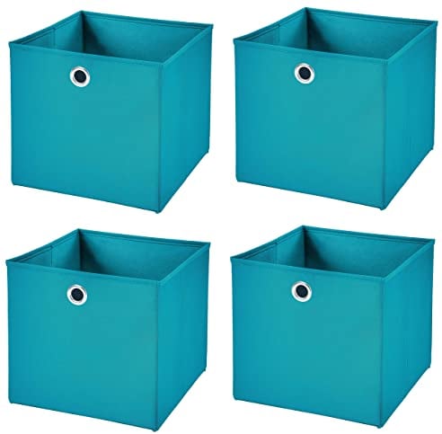 Stick&Shine 4X Aufbewahrungs Korb Türkis Faltbox 32 x 32 x 32 cm Regalkorb faltbar