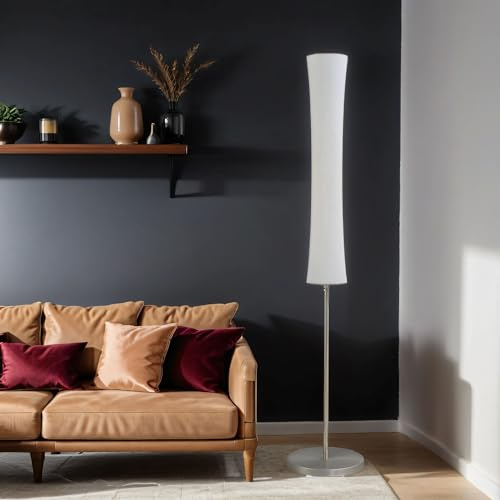 Licht-Erlebnisse Exklusive LED Stehlampe Weiß Höhe 183cm Zylinder 4100 Lumen 2700K Schalter-Dimmer-Kombination Pushdimmer Sparlampe LED-Lampe Lampe Innenlampe Glaslampe Energiesparlampe