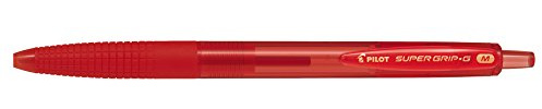Pilot Medium Line 1 mm Tip Super Grip G Retractable Ballpoint Pen - Red, Box of 12