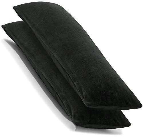 CelinaTex 2er Set Kissenbezug 40x145 cm Doppelpack Coral Fleece Kissenhülle, Seitenschläferkissen Bezug Stillkissenhülle Comfortable schwarz 5001364