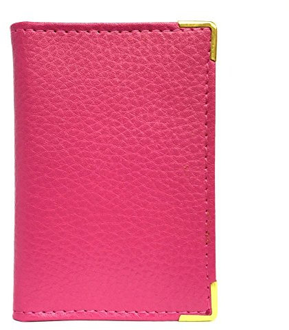 LOLUNA® Porte-Carte Simple 1 à 2 Carte Compact en Cuir Existe en Plusieur Couleur pour Homme et Femme (Fuchsia)