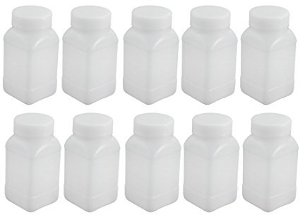 sourcing map 10 piezas Botella Reactivo 250 ml de HDPE plástico redondo de Laboratorio de la muestra blanca