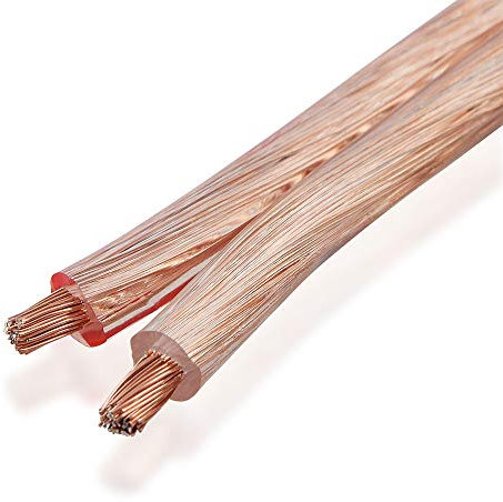 BestPlug Lautsprecherkabel - 25m Rolle Boxenkabel mit Isolierung - Querschnitt 0,5mm² - Kabel aus Kupfer für HiFi Audio - Transparent