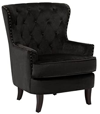 Beliani Klassischer Sessel Samtstoff Ohrensessel Chesterfield Style Schwarz Viborg II