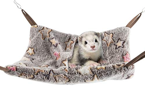 Niteangel Hanging Hammock Nap Sack Swing Bag Pet Sleeper for Ferret Rat Sugar Glider and Other Small Animals (Cream, Star)