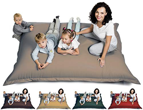 sunnypillow XXL Sitzsack, Sitzkissen aus Kunstleder Outdoor & Indoor 180 x 145 cm mit 380L Styropor Füllung Sessel für Kinder & Erwachsene Sofa Beanbag viele Farben und Größen zur Auswahl Beige