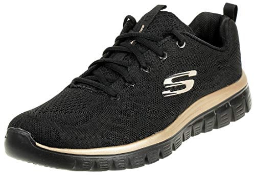 Skechers Damen Graceful Get Connected Sneakers, Schwarz Rose Gold, 37.5 EU