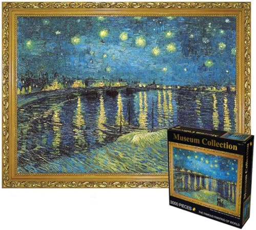 LUUFAN 3000 Stück Puzzle für Erwachsene, Schwierige Herausforderungen Bildungspuzzle Familie Spaß Spiele zum Entspannen und Erstellen 45,27 x 32,28 Zoll (Sternennacht über dem Rhône)