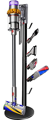 XIGOO Supporto portaoggetti compatibile con aspirapolvere senza fili Dyson V15 Detect V11 V10 V8 V7 V6 e accessori, docking station da pavimento in metallo con 6 ganci, nero