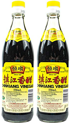 Heng Shun - Lot de 2 bouteilles de vinaigre noir Chinkiang Vinegar dans une bouteille en verre de 550 ml – Vinaigre de riz chinois traditionnel (noir) idéal pour les sauces et les assaisonnements