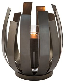 Fink Orfea, Windlicht mit Glas, Edelstahl, antik Bronze, H= 30 cm, Ø 28 cm Neuheit 2020 146111