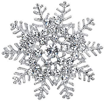 Clearine Brosche Diamante Österreichisch Kristall Edelstein Art Deco Winter Schneeflocke Pin für Kleidung Damen Klar Silber-Ton