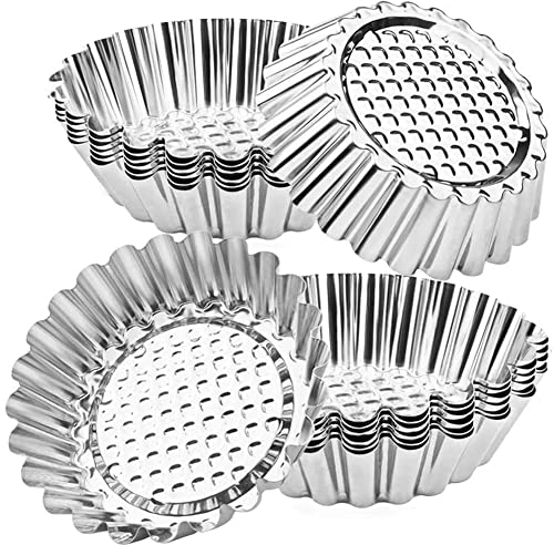 Nalcy Mini-Tortenform, Edelstahl, Eierkuchenform, Eierkuchenform, Eierkuchenform, Pudding, Törtchen, Muffin, 20 Stück