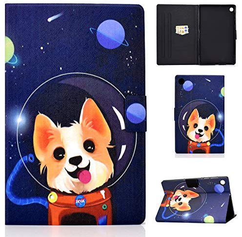 Coque pour Huawei MatePad T10S T10 2020 Tablette légère en Cuir PU Mignon Joli Motif antidérapant Support à Rabat Couverture de Portefeuille avec Porte-Cartes Huawei MatePad T 10S / T 10 (Space Dog)