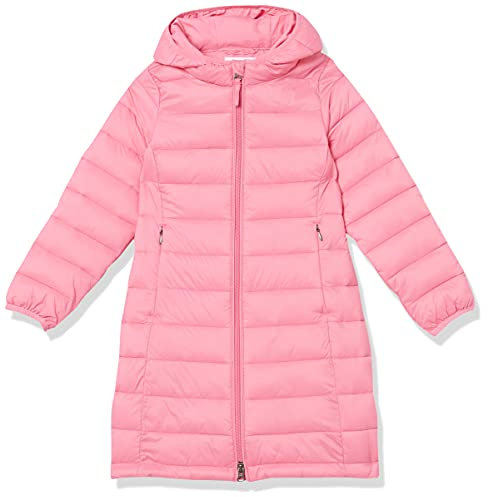 Amazon Essentials Piumino Lungo e Leggero con Cappuccio Bambine e Ragazze, Rosa Brillante, 4 Anni