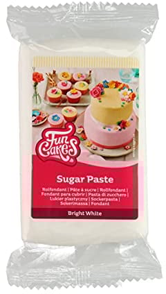 FunCakes Sugar Paste Bright White, Easy to Use, Smooth, Flexible, Soft and Pliable, Perfect for Cake Decorating, Halal, Kosher and Gluten Free, 250 g Pack of 1
