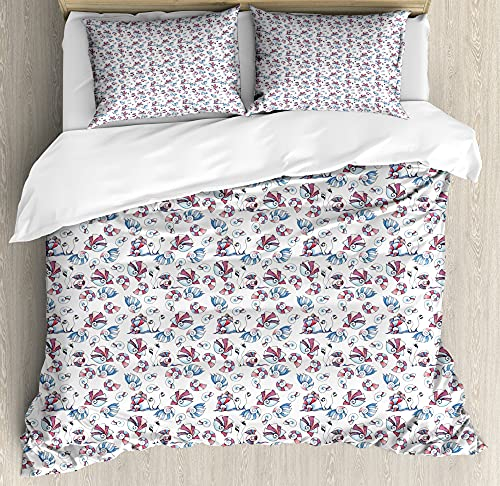 ABAKUHAUS Escargot Ensemble de Housse de Couette, Coquilles isolés Crustacés, Décoratif 2 Pièces avec 1 Taie d'oreiller, 130 x 200 cm - 70 x 50 cm, Multicolor Blanc