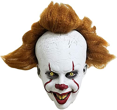 HGTTech Killer Clown Latex Maske Halloween Kostüm Crazy Joker Cosplay Clown Maske Cosplay Scary Maske Kostüm Latex Maske Kostüm Requisiten Horror Clown