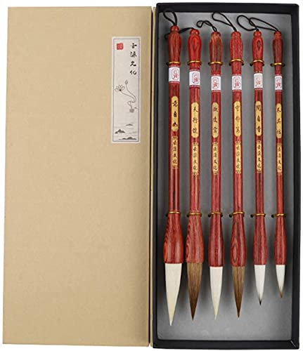ZHANGZONG Chinesische Kalligraphie Pinsel Kalligraphie stifte caligrafie füller bürsten Aquarell-Zeichenpinsel (6er-Pack) Chinesischer Kalligraphiepinsel, japanische Kalligraphie