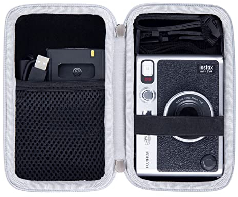 Khanka Kameratasche mit Fotoalbum für Fujifilm Instax Mini Evo Hybrid Sofortbildkamera & Fotodrucker 2-in-1 (Tasche+Fotoalbum, Schwarz)
