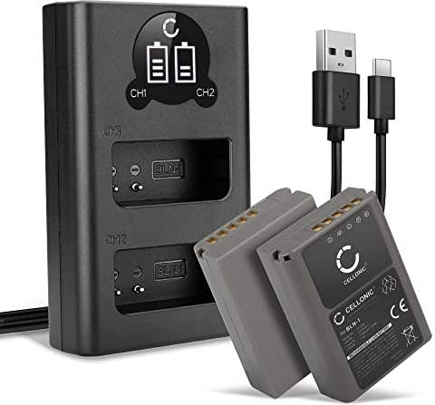 CELLONIC, Akku für Kamera kompatibel mit Olympus BLN-1, OM-D E-M1, E-M5 Mark II, Pen‑F (7.4V, 1140mAh) 2 Stück + Dual Ladegerät