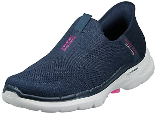 Skechers Women's GO Walk 6 Sneaker, Navy, 2.5 UK