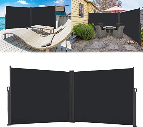 LZQ Tendone laterale estensibile per balcone, protezione solare, tenda da sole, impermeabile, antivento, in poliestere, per giardino, terrazza, parchi giochi, campeggio (160 x 600 cm, antracite)