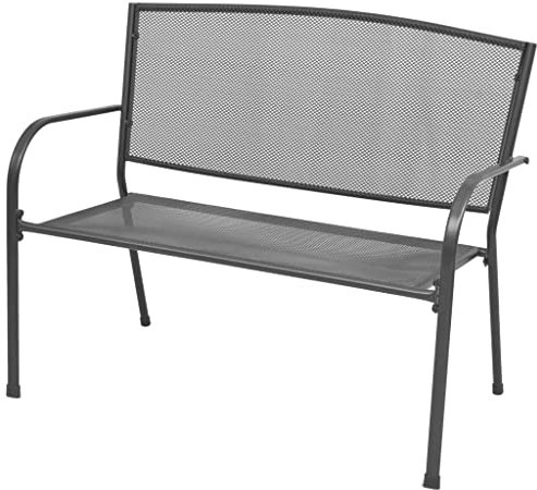 INLIFE Banc de jardin 108 cm en acier et treillis anthracite