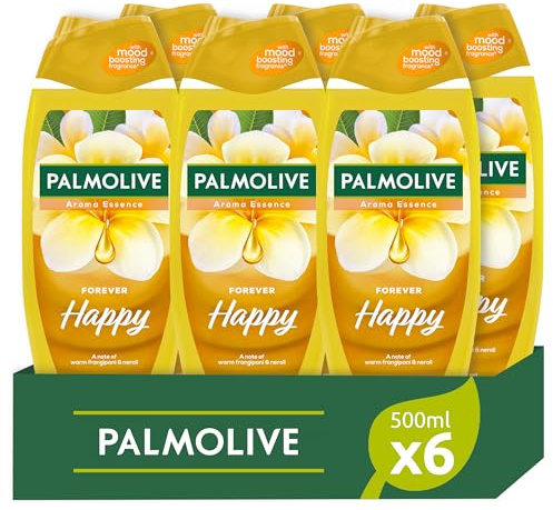 Palmolive Duschgel Aroma Essence Forever Happy 500ml | Mit Dufttechnologie zur Verbesserung der Stimmung | 95% der Inhaltsstoffe natürlichen Ursprungs* | Vegan | Recycelbare Flasche