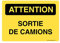 AUA SIGNALETIQUE - Panneau Signalétique en PVC Rigide et Compacte 1.5 mm. (440 x 315 mm, Attention Sortie De Camions)