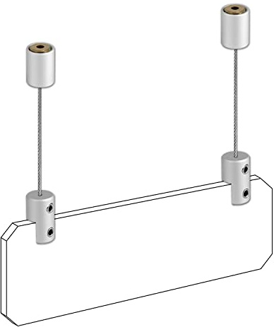 TUBYIC Decken-Schilder-Aufhänger, massives Aluminium, zum Aufhängen von Acryl/Bildern/Schildern/Rahmen, 2 Stück, silberfarben