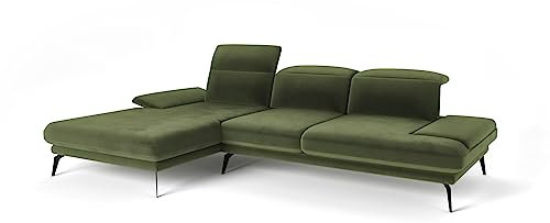 Siblo Ecksofa Deli Kollektion - Große Couch L Form 4 Personen für Wohnzimmer - Elegante Polstersofa - L-Sofa Eckcouch - Sofa 4-Sitzer - 289x183x83 cm - Grün - Linke Ecke