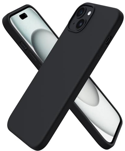 ORNARTO Compatible with iPhone 15 Plus Case 6.7, Slim Liquid Silicone 3 Layers Full Covered Soft Gel Rubber 15 Plus iPhone Case Cover 6.7 inch-Black