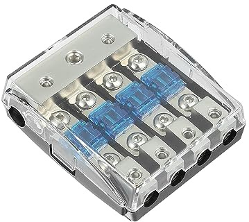 AFS Automotive Fuse Holder Distribution Block 4 Way with 60 Amp Mini ANL Fuse for Car Audio Fuse Holder