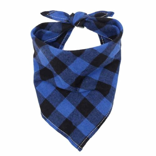SHTGOI 2 stycken hundhalsdukar, klassisk rutig bandana, tvättbar bomull, triangelduk, husdjur, justerbar halsduk, huvuddukar för små medelstora hundar, katter, blå-svart, rutig L