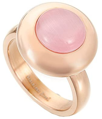 Mesnt Verlobungsring Damen, Edelstahl 4MM glatter Ring mit rundem Stein für Damen Roségold, Größe 54 (17.2)