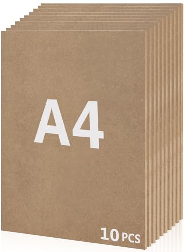 10 Pcs Mdf A4 pour Travaux Manuels, 300 x 210 x 3mm A4 Contreplaqué en Panneaux Bois Mdf pour Gravure au Laser, Peinture et Décoration (Brun)