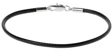 Kobeleen Lucky Braided Leather Bracelet with Lobster Clasp Rope Wristband Bracelet DIY Jewelry Decoration Gift for Women Men Teen, black