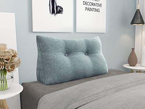 BNCKTRD Kopfende Großes Rückenkissen, Bequemes Lesekissen und Rückenteil im Bett, 2 in 1 Rückenlehne und Kopfkissen, Langes XXL Kissen für Sofa, Couch, Wand und Polster Leinen Grau 60cm