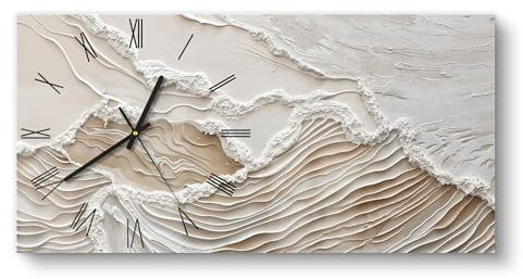 DEQORI Glasuhr | vertikal 60x30 cm | Motiv Sandwellenzauber | große XXL Design Uhr aus Glas | leise Wanduhr für Wohnzimmer & Küche | Moderne Hingucker Uhr für die Wand