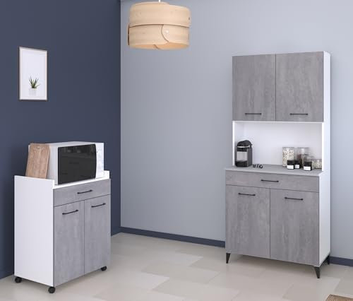 Parisot Küchenbuffet-Set Malice 1 Weiß/Beton Optik hell