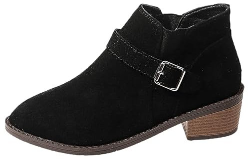 Generico Anfibi Donna Pelle Stivali Brillantinati Donna Stivaletti corti Stivali con cerniera per stivaletti Scarpe singole per scarpe casual da donna Scarponcini da Neve Donna Stivali (Black, 40)