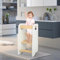 Lernturm ab 1 Jahr - Learning Tower - Höhenverstellbar Montessori Lernturm mit Kippschutz - Massiv und Stylisch - Lernturm ab 1 Jahr, aus Robuster Holz, mit Doppelter, 80 * 50 * 40cm – weißbraun