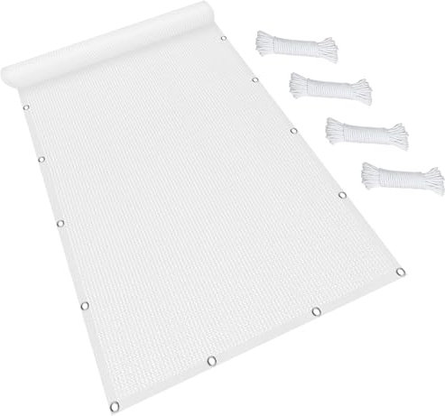 Sonnensegel Rechteckig Atmungsaktiv 80 x 300 cm Hdpe Gewebe Uv-Beständig Sonnenschutz Beschattungstuch Balkon Reißfest Meterware für Carport Pflanze Pergola Zaun Außen, Weiß