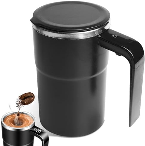 Selbstrührende Tasse 380ML, Selbstrührender Becher mit Temperaturanzeige, Elektrischer Automatischer Selbstrührung Kaffeebecher, Automatisches Mischen Magnetische Tasse für Kaffee Tee Protein Milch