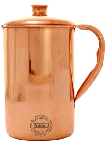 Brocca di rame per acqua potabile fatta a mano per i benefici per la salute dell'Ayurveda Brocca di rame tradizionale per bere 1,5 litri 50,7 once