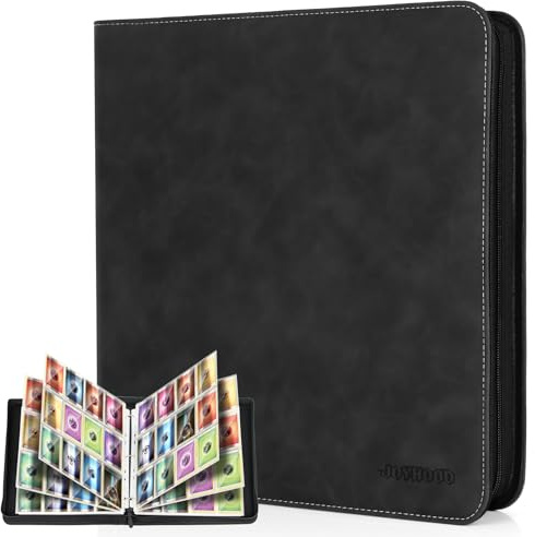 JoyHood Sammelalbum für Karten mit 12 Taschen, Sammelkarten Ordner für 960 Karten, Sammelkarten Album kompatibel mit OPCG/PM/MTG/YGO Karten (Dunkel, 12 Taschen)