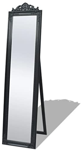 WKIEQACO Home & Garden Miroir sur pied style baroque Noir 160 x 40 cm